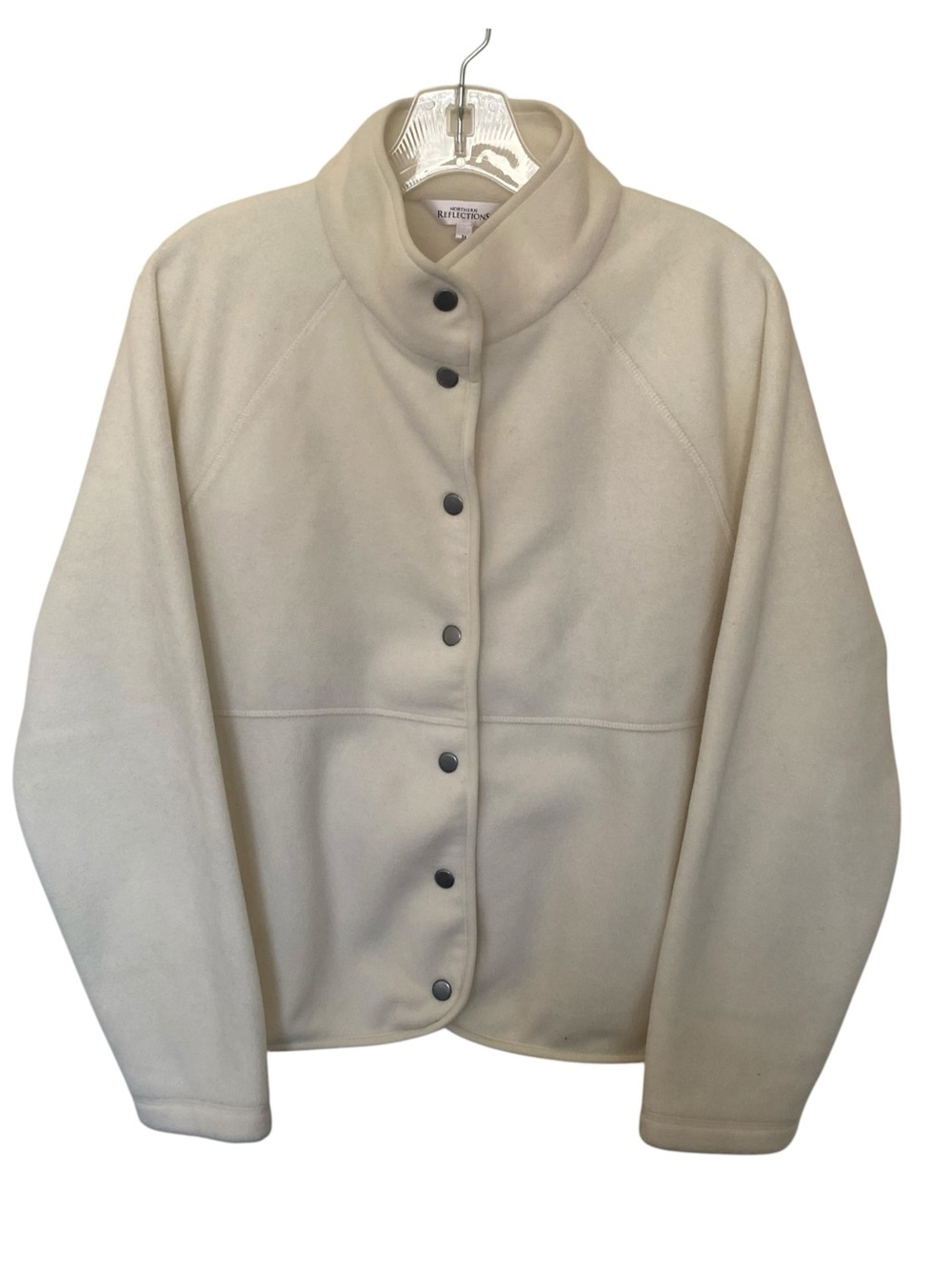 White Women's Cream Fleece Button-Up Sweater